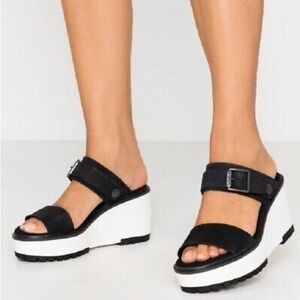 Timberland New Size 8.5M Koralyn Sporty Wedge Sandals in Nubuck‎ Black